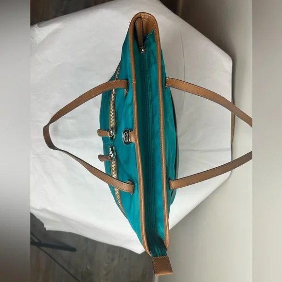 Michael Kors Teal and Brown Tote Bag - Picture 7 of 16
